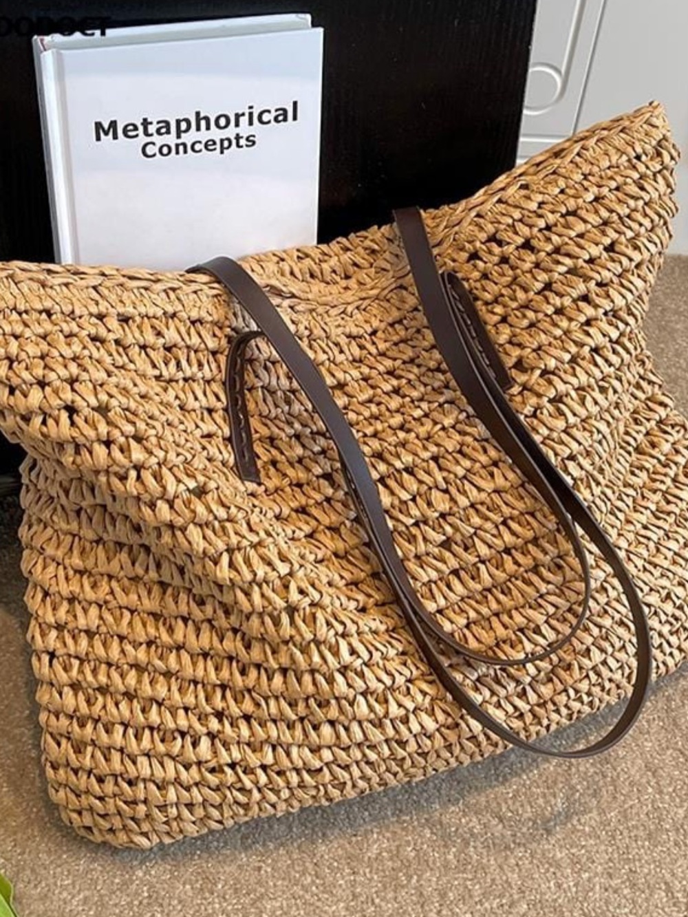 Woven Straw Tote Beach Bag - Picture 5 of 10